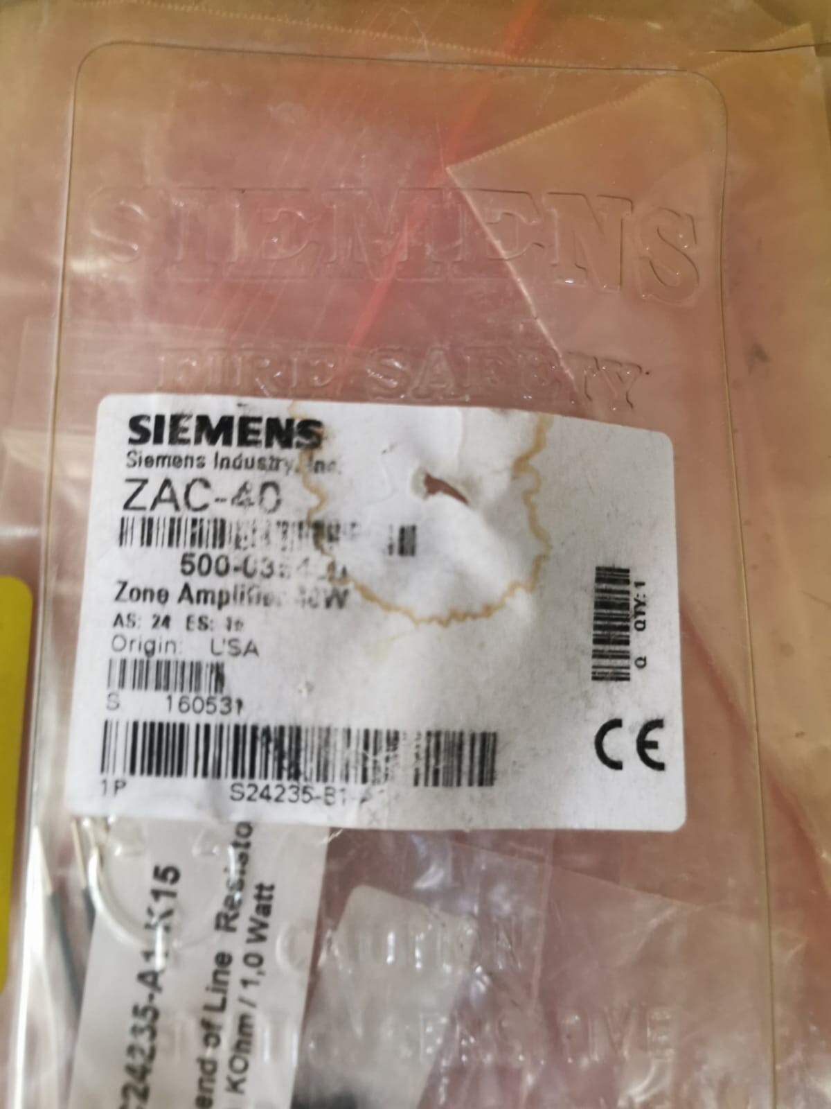Siemens 500-035400 / S24235-A2-24 SIEMENS ZAC-40 ZONE AMPLIFIER CARD 40W / 500-035400 / S24235-A2-24 6