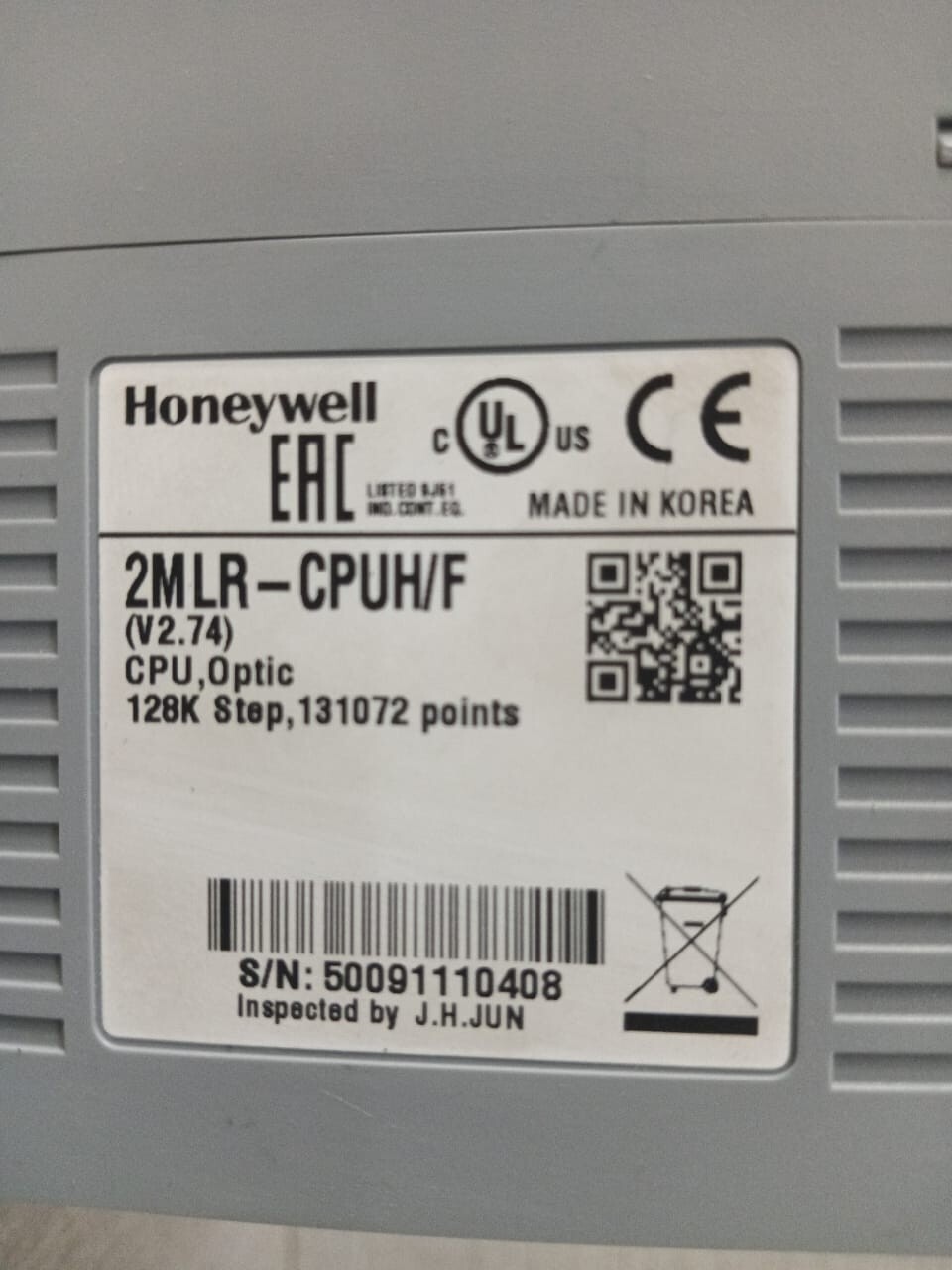 Honeywell 2MLR-CPUH/F HONEYWELL 2MLR-CPUH/F V2.74 PROGRAMMABLE LOGIC CONTROLLER 2
