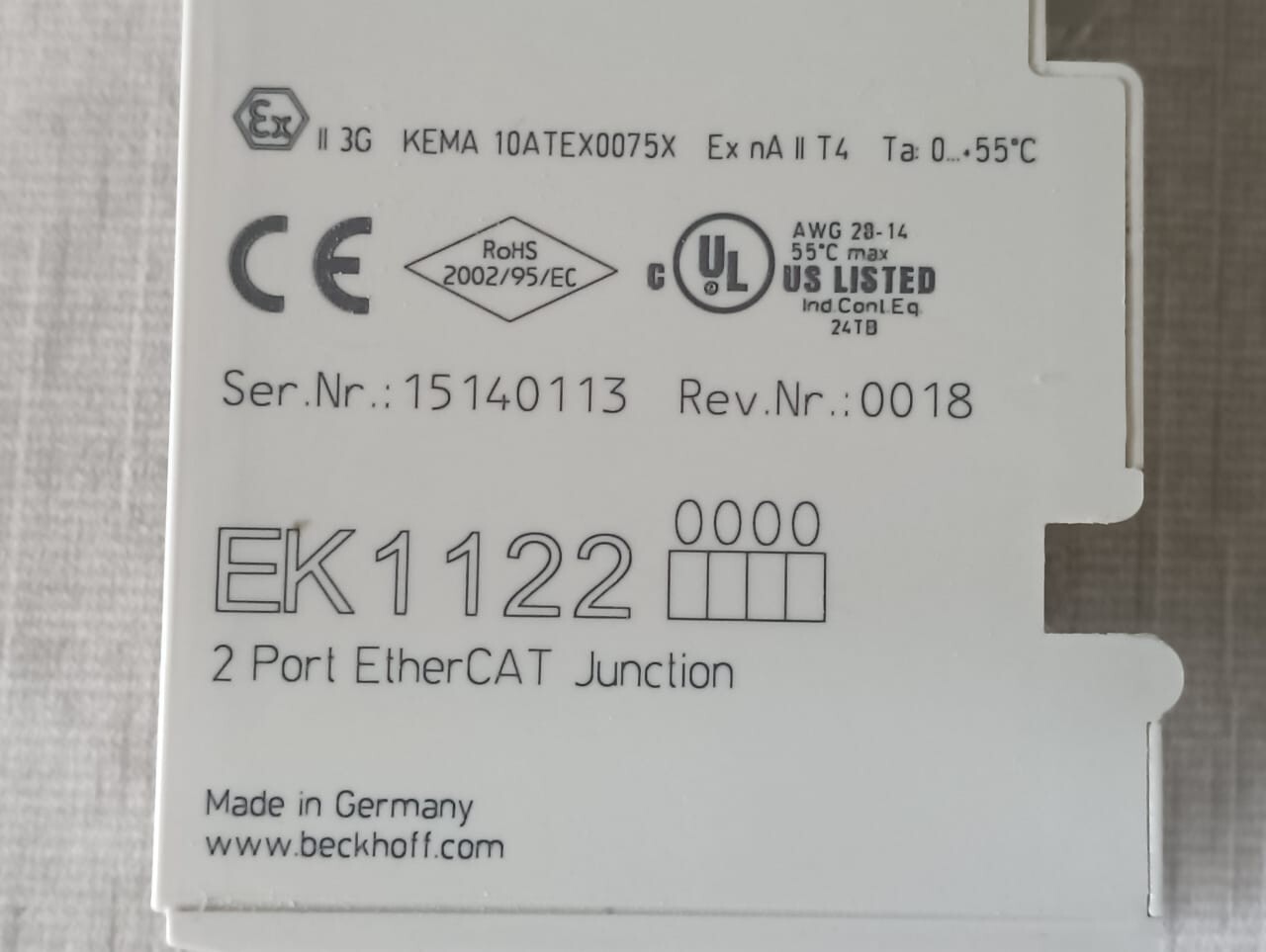 Beckhoff EK1122 BECKHOFF EK1122 2 PORT EtherCAT JUNCTION 3