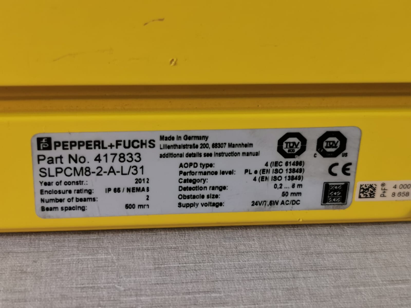 Pepperl+Fuchs SLPCM8-2-L/31 PEPPERL+FUCHS SLPCM8-2-L/31 Safety Light Grid P/n: 417833 2