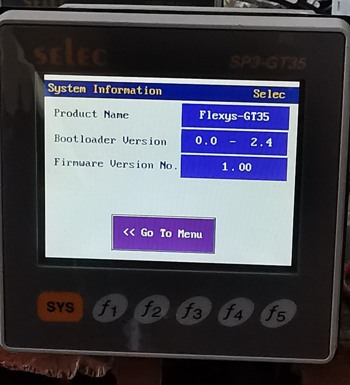 SELEC GT35 SELEC FLEXYS-GT35 / SP3- GT35 FIRMWARE VER.1.00 GRAPHIC DISPLAY PLC 2