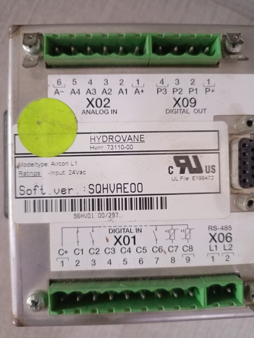 UNKNOWN NO-73110 Hydrovane Hvnr Model type Aircon L1 Ver. SQHVAE00 Part No 73110-00 9