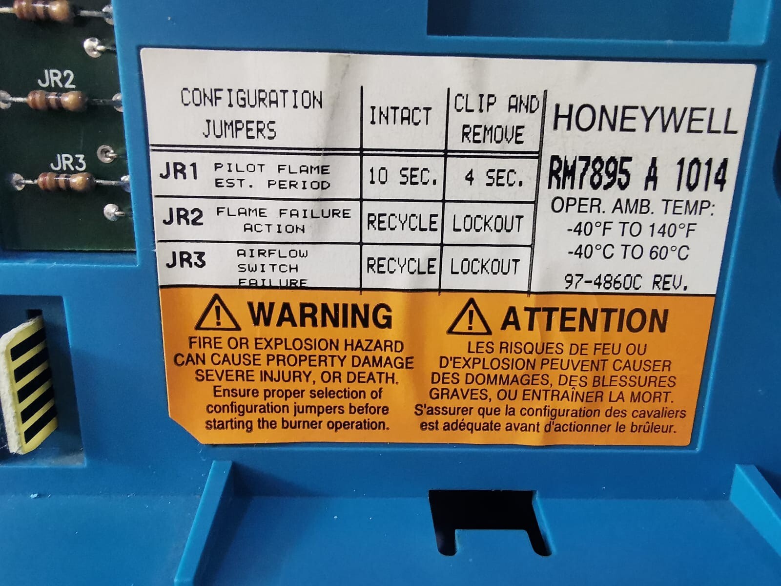 Honeywell RM7895 A 1014 HONEYWELL RM7895 A 1014 BURNER CONTROL 4MINUTES REV A WITH BASE 4