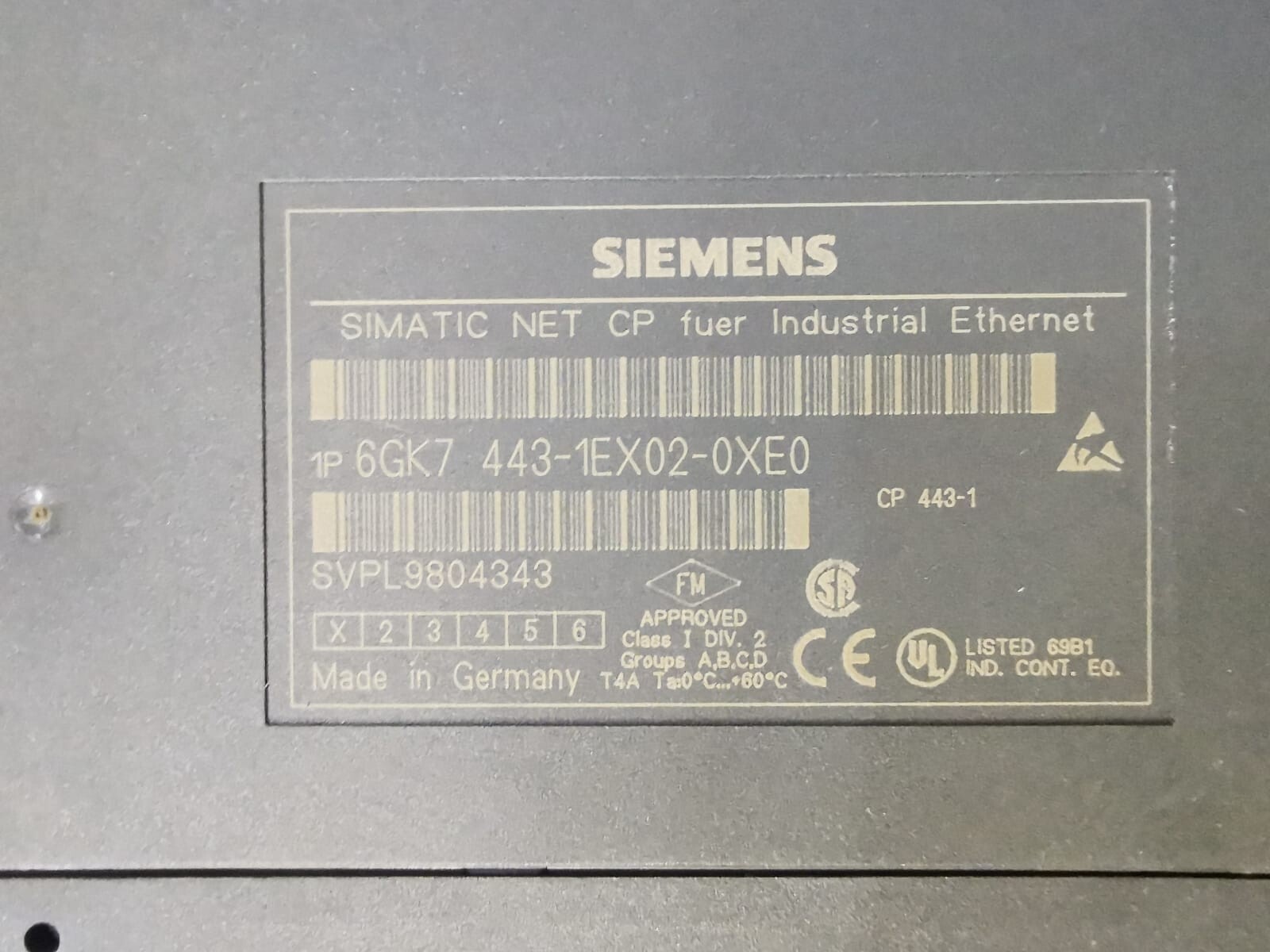 Siemens SIEMENS 6GK 443-1EX02-0XE0 SIMATIC NET CP FUER INDUSTRIAL ETHERNET-W/O COVER 6