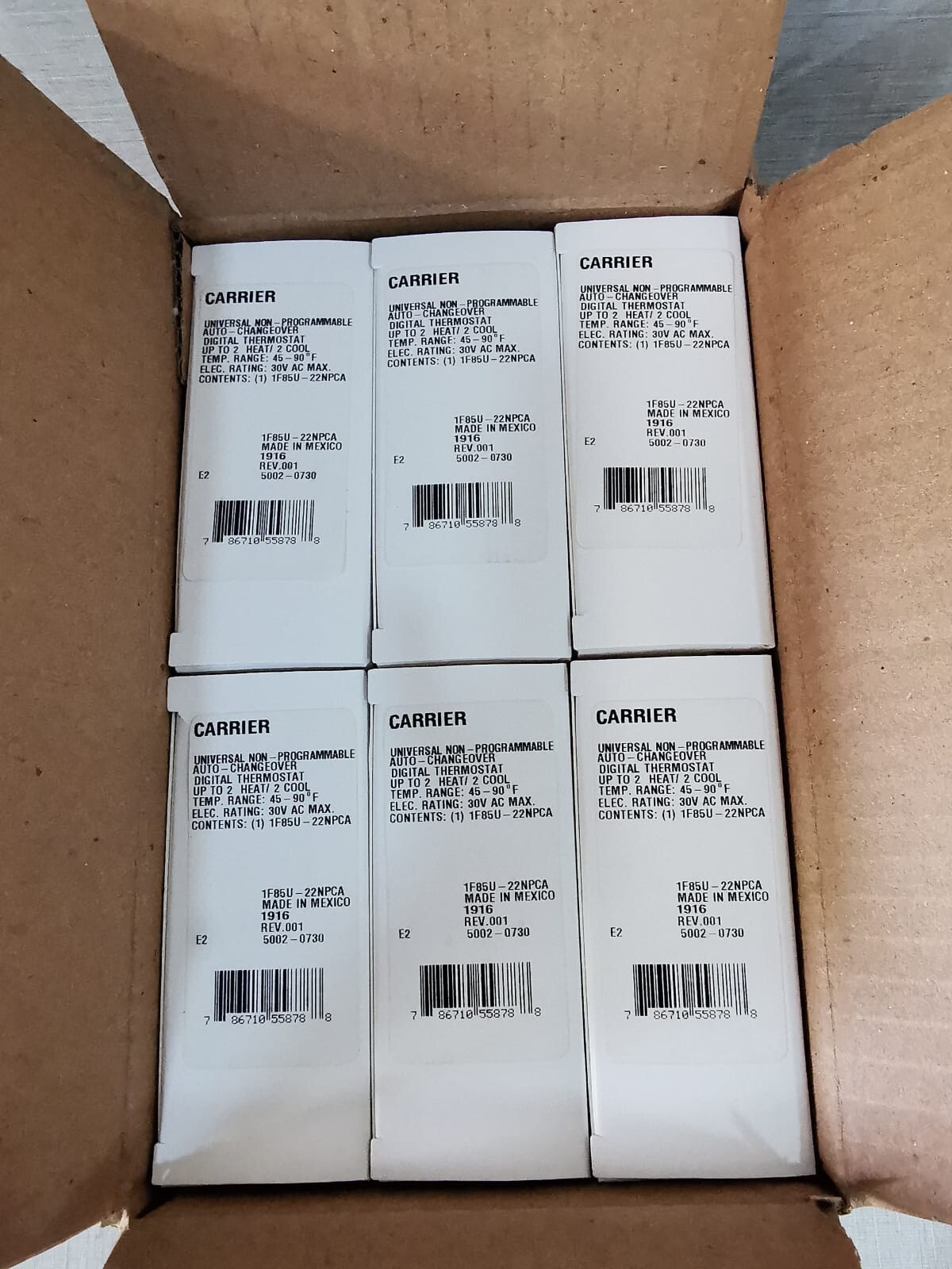 Carrier 1F85U-22NPCA 1F85U-22NP Carrier 1F85U-22NPCA Non-Programmable Digital Thermostat 8