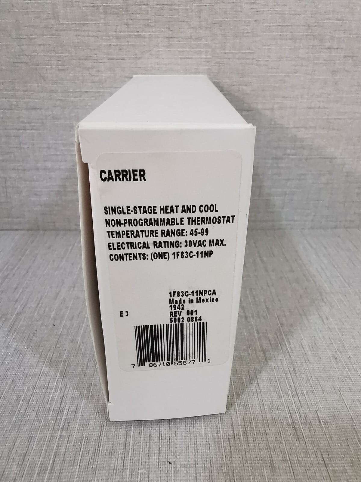 Carrier 1F83C-11NPCA 1F83C-11NP Carrier 1F83C-11NPCA NON-PROGRAMMABLE THERMOSTAT 8
