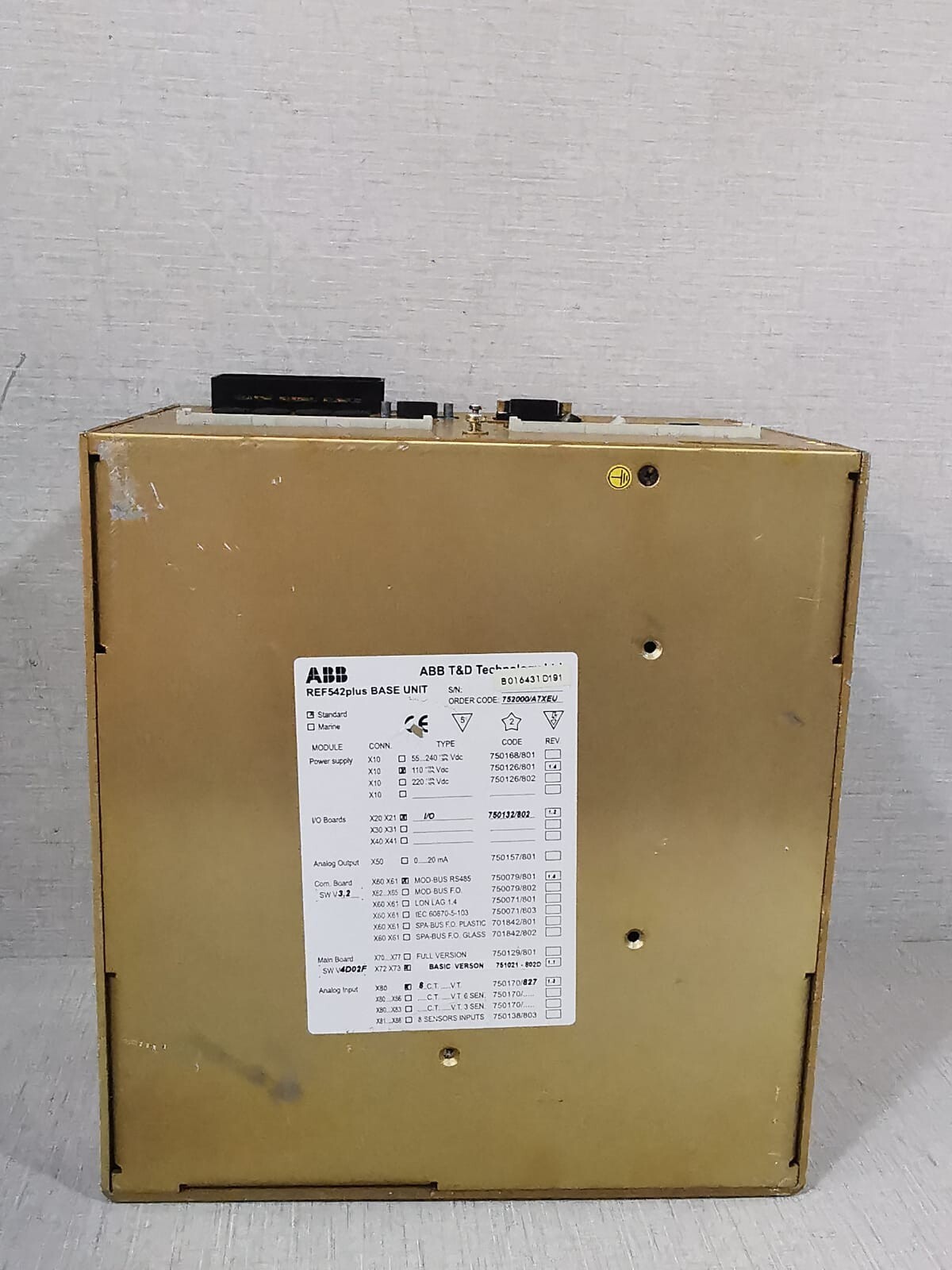 ABB 752000/A7XEU ABB REF542PLUS BASE UNIT 752000/A7XEU-UNIT ONLY 4