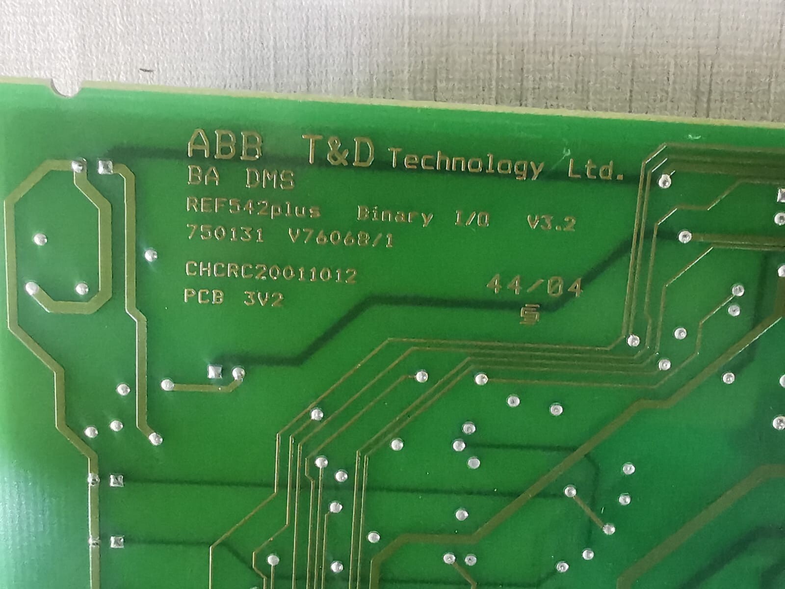 ABB BINARY I/O 3 PCA 750132-802 REV.1.2 ABB BINARY I/O 3 PCA 750132-802 REV.1.2 PCB Board for REF542Plus Base Unit 10