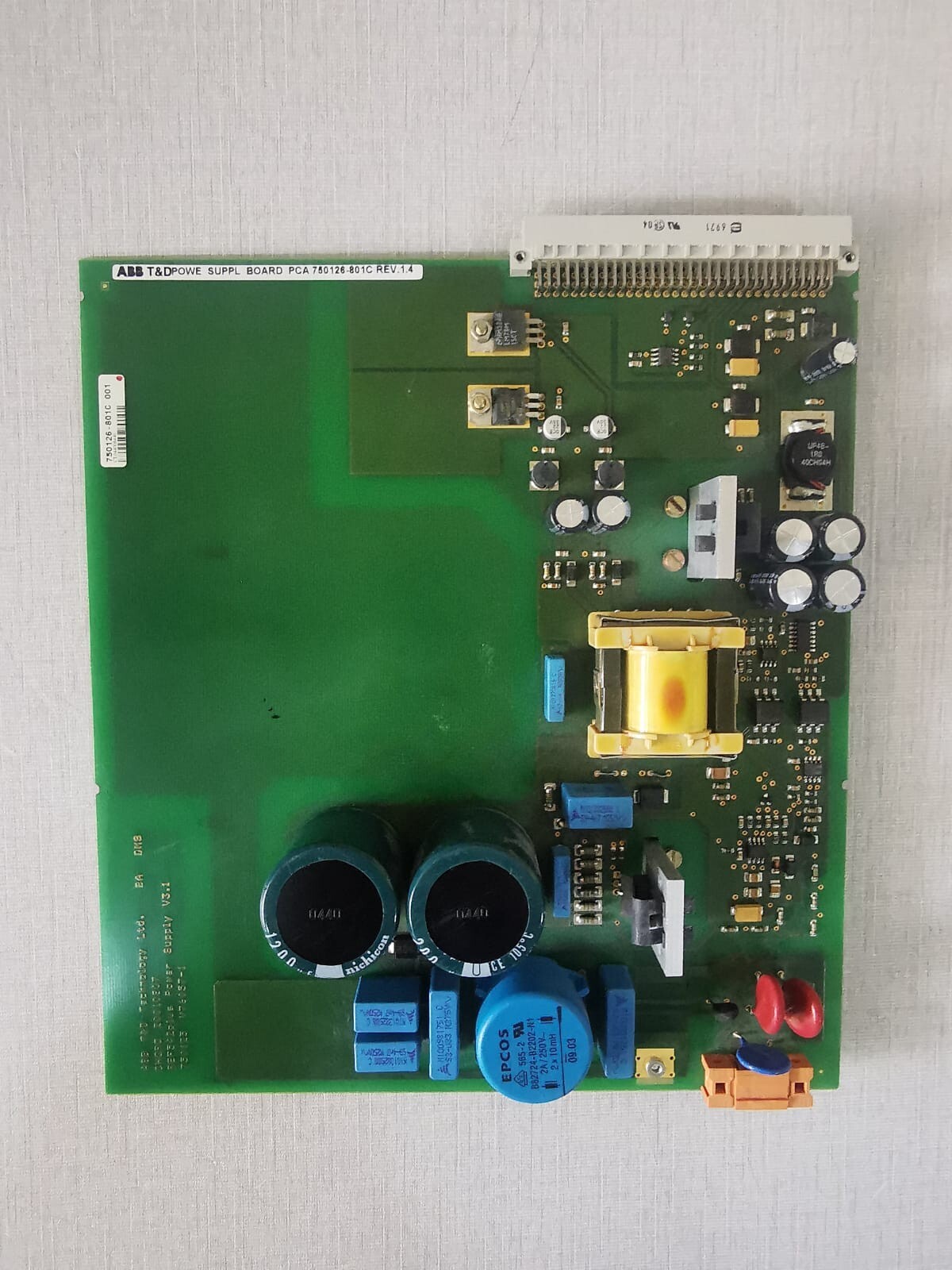 ABB POWER SUPPLY BOARD 750126-801C REV 1.4 PCB Board for REF542plus Base Unit