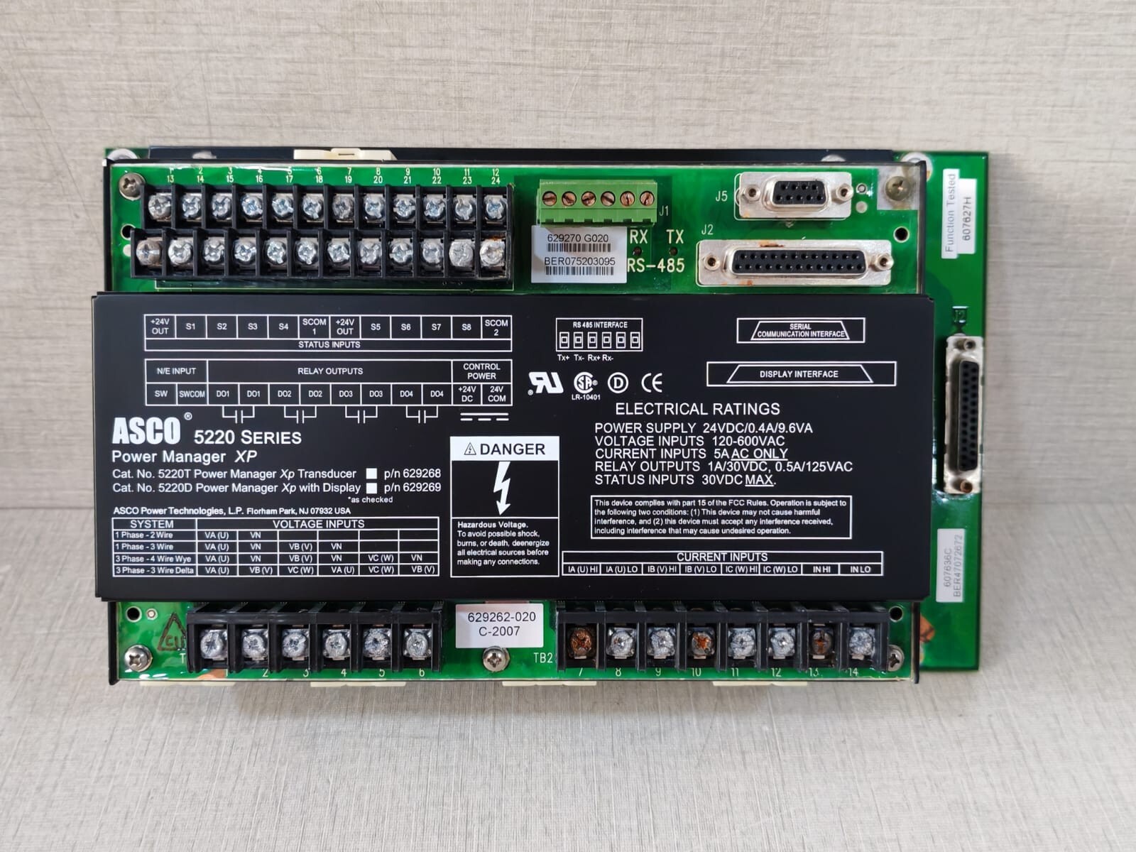ASCO ASCO 5220 ASCO 5220 Power Manager xP with Display, 5200 Series -. Check Properly Photos for the Condition. With slightly Dirt insdide LED Screen Display, with Minimal Rusty Parts 5