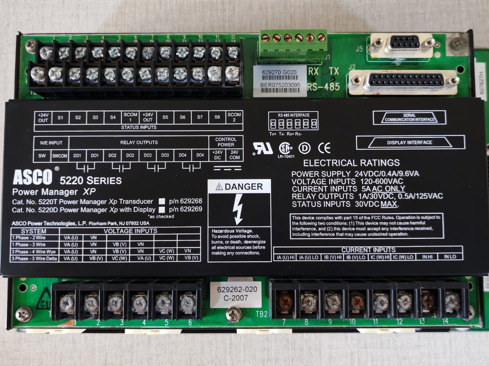 ASCO ASCO 5220 ASCO 5220 Power Manager xP with Display, 5200 Series -. Check Properly Photos for the Condition. With slightly Dirt insdide LED Screen Display, with Minimal Rusty Parts 6