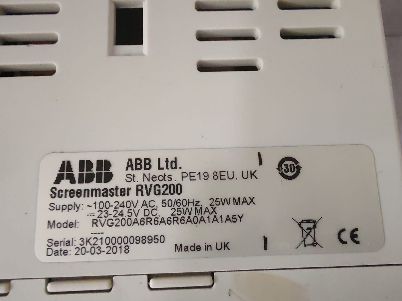 ABB RVG200 ABB RVG200 SCREENMASTER RVG200A6R6A6R6A0A1A15Y TOUCHSCREEN PAPERLESS RECORDER 2