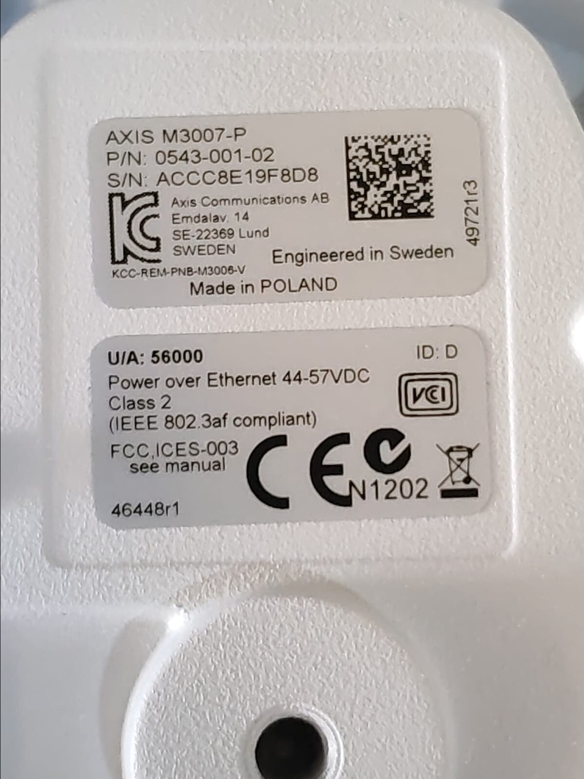 Axis M3007-P Axis M3007-P Mini Dome Network Camera 0543-001 2