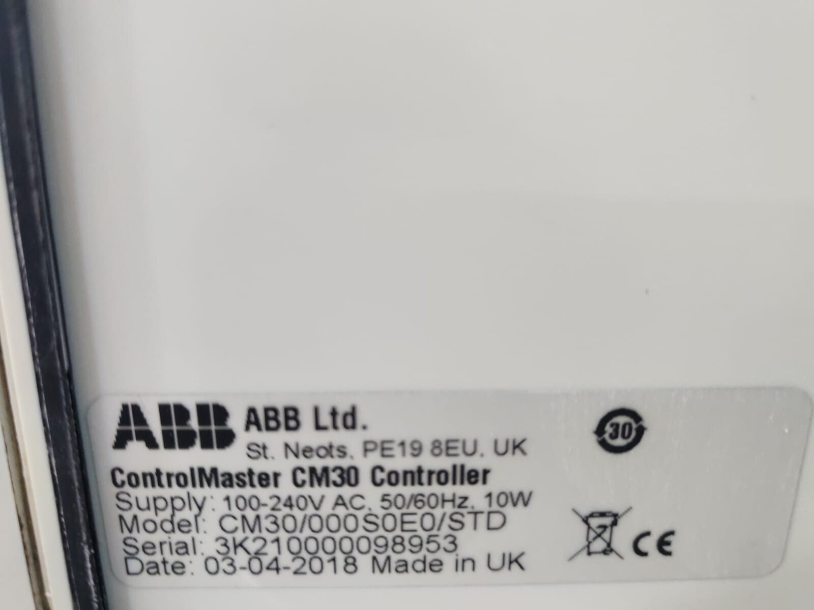ABB CM30/000S0E0/STD ABB CM30 CONTROLMASTER UNIVERSAL PROCESS CONTROLLER CM30/000S0E0/STD 9