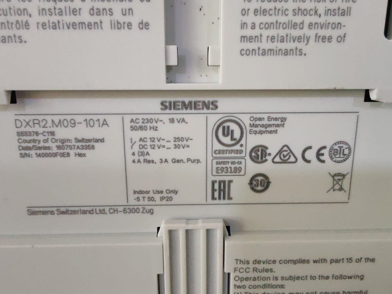 Siemens M09-101A SIEMENS DXR2.M09-101A COMPACT ROOM AUTOMATION STATION 9