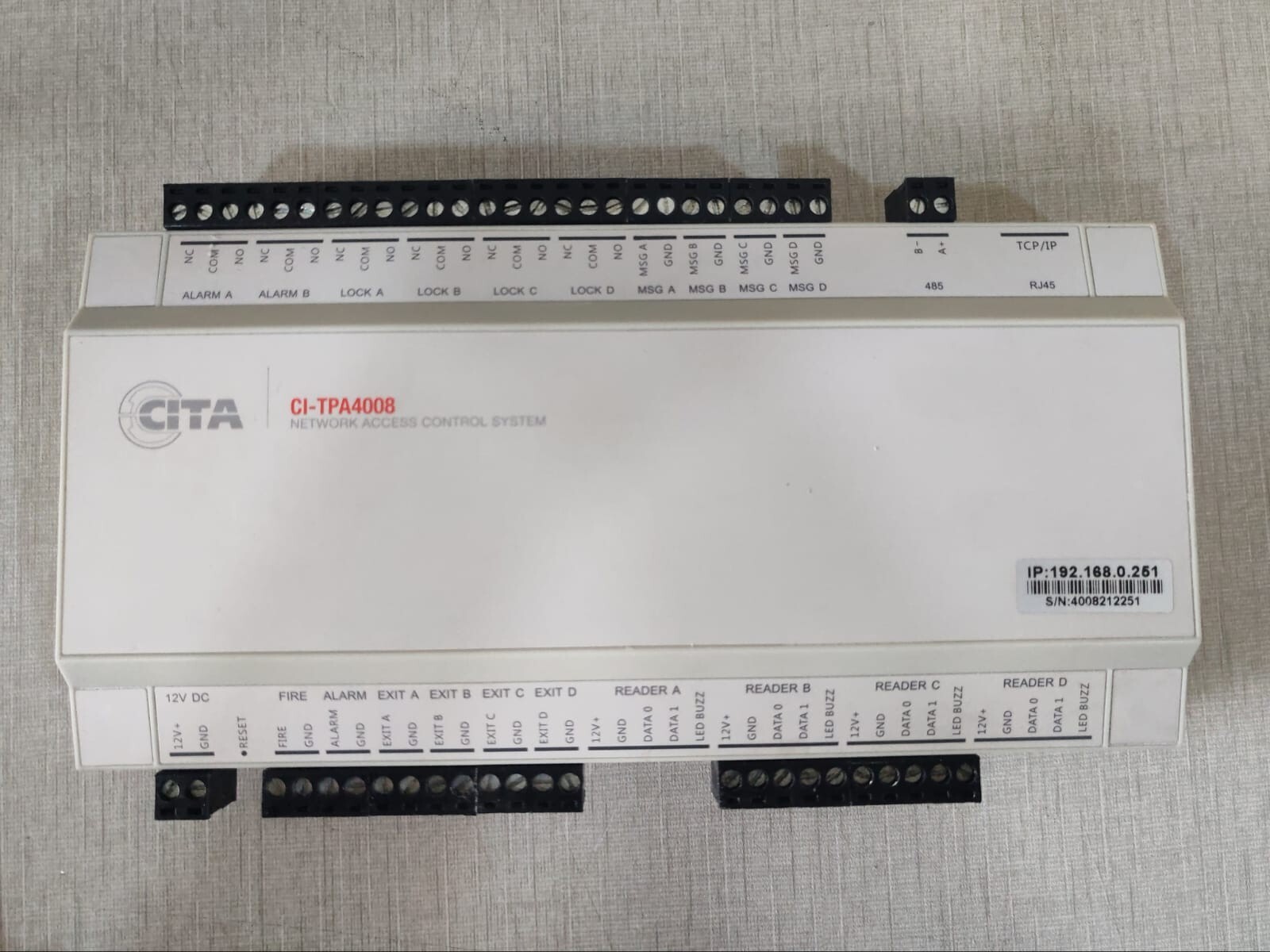 ACCESS IP-192 CITA CI-TPA4008 Network Access Control System IP:192.168.0.251 2