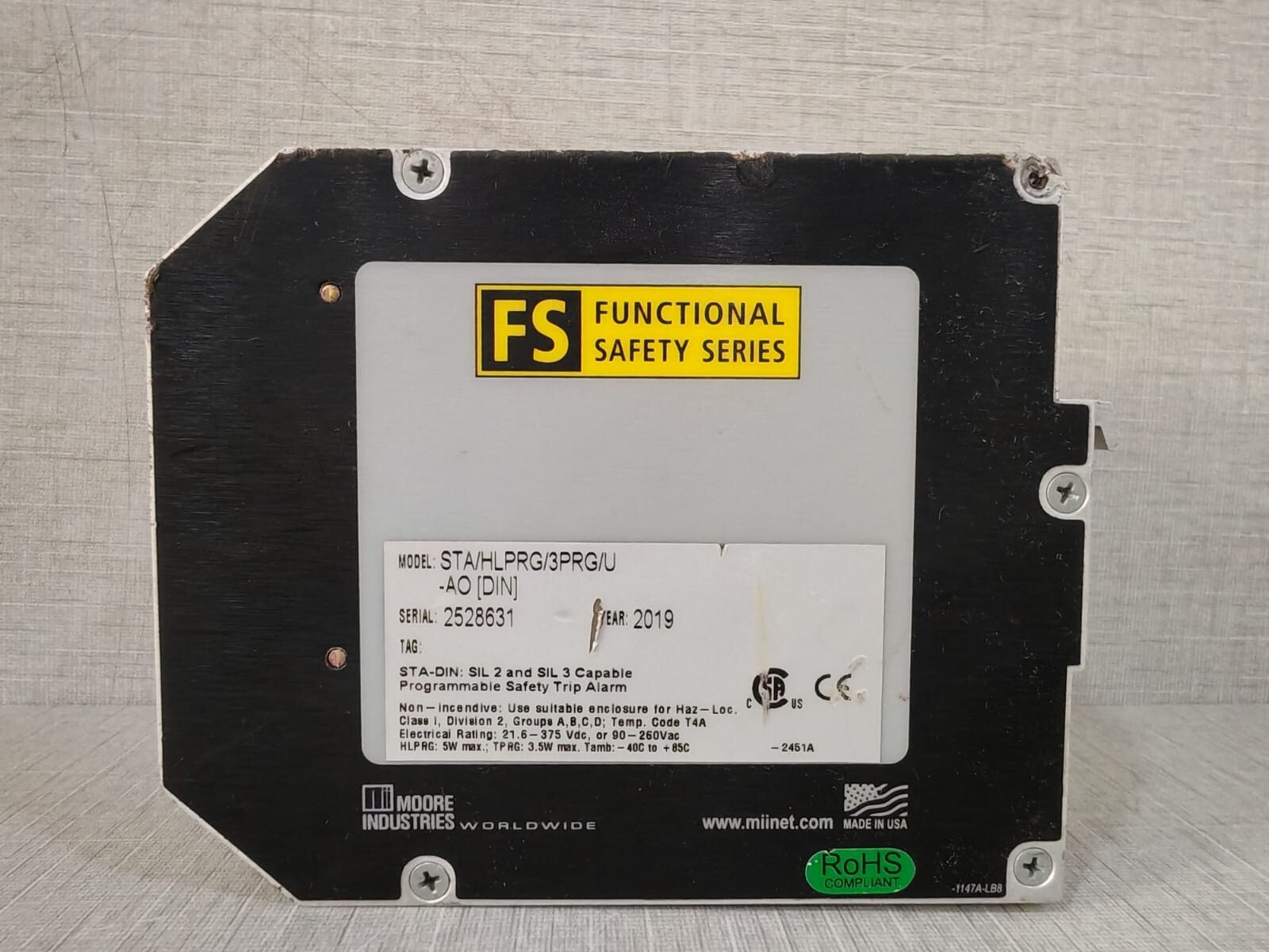 Moore Industries STA/HLPRG/3PRG/-AO MOORE STA/HLPRG/3PRG/-AO[DIN] PROGRAMMABLE SAFETY ALARM 5