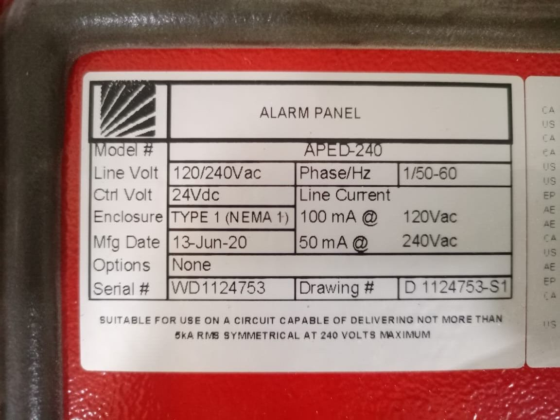 TONATECH APED-240 TORNATECH APED-240 Alarm Panel Diesel Fire Pump Door 3