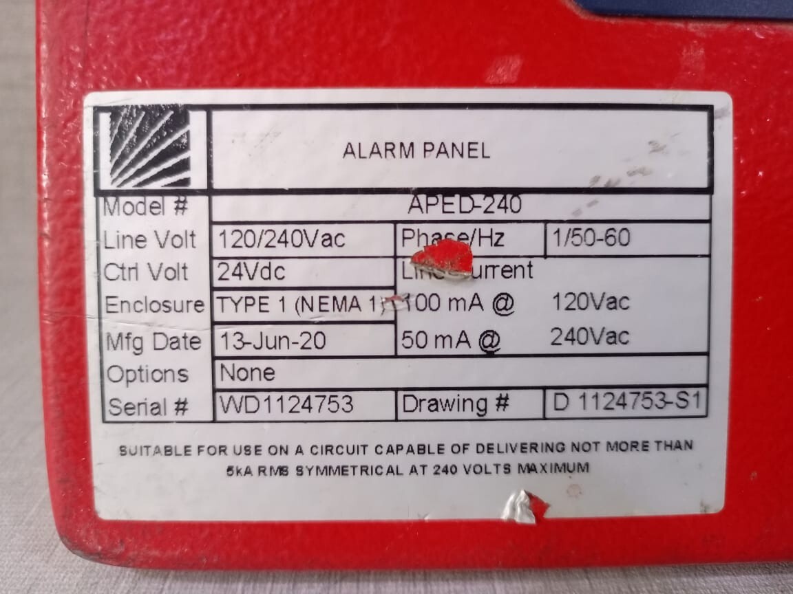 TONATECH APED-240 TORNATECH APED-240 Alarm Panel Diesel Fire Pump Door 6