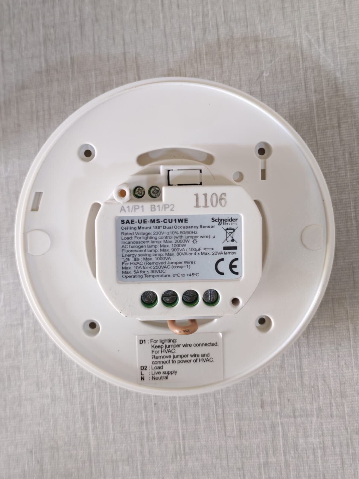 Schneider Electric SAE-UE-MS-CU1WE Schneider Electric ARGUS SAE-UE-MS-CU1WE Ceiling Mount 180° Occupancy Sensor 4