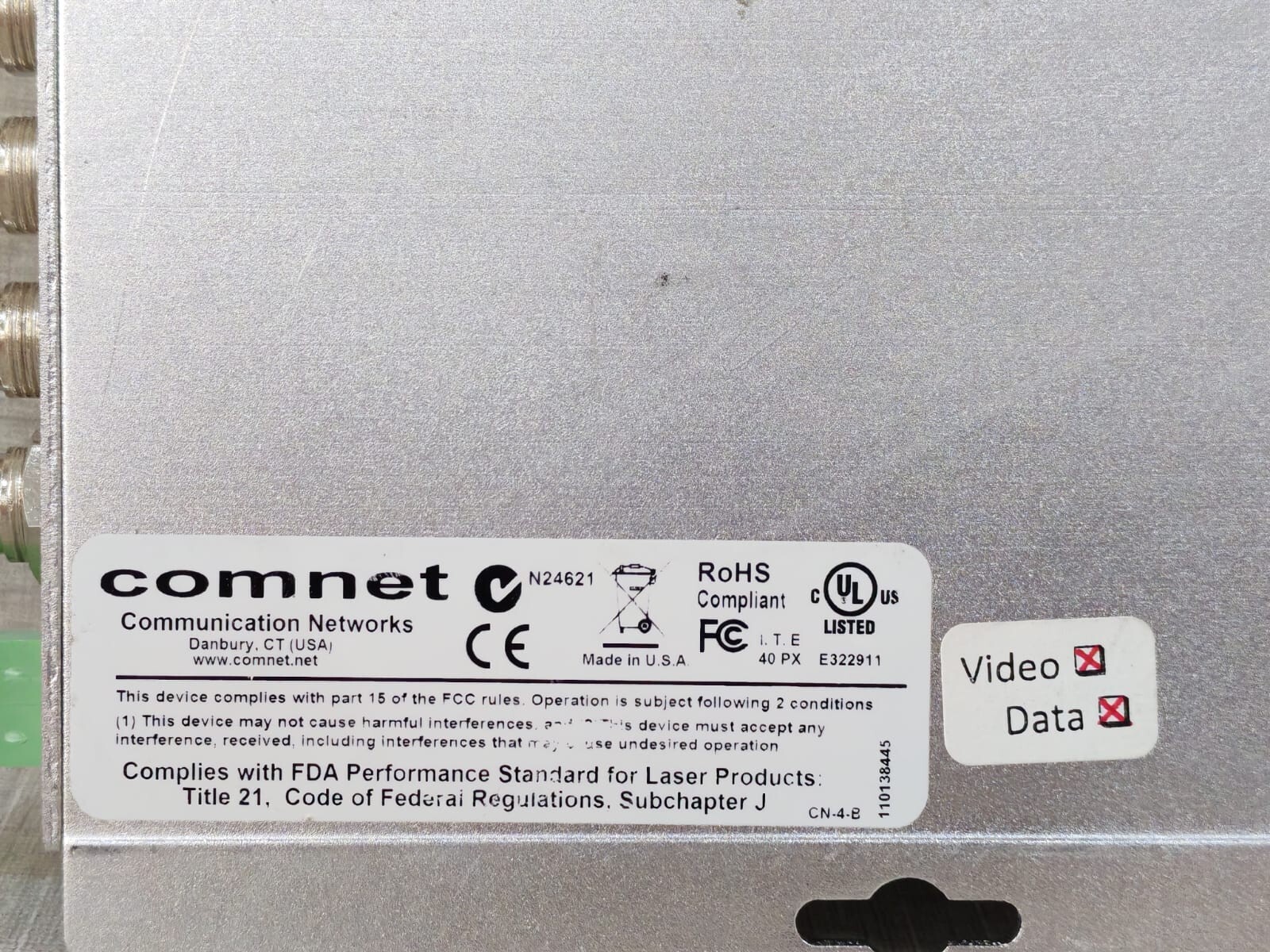COMNET FVT4014(M) COMNET FVT4014(M) 4 CH DIG VIDEO XTMR + 4 CH BI-DIR DATA 6