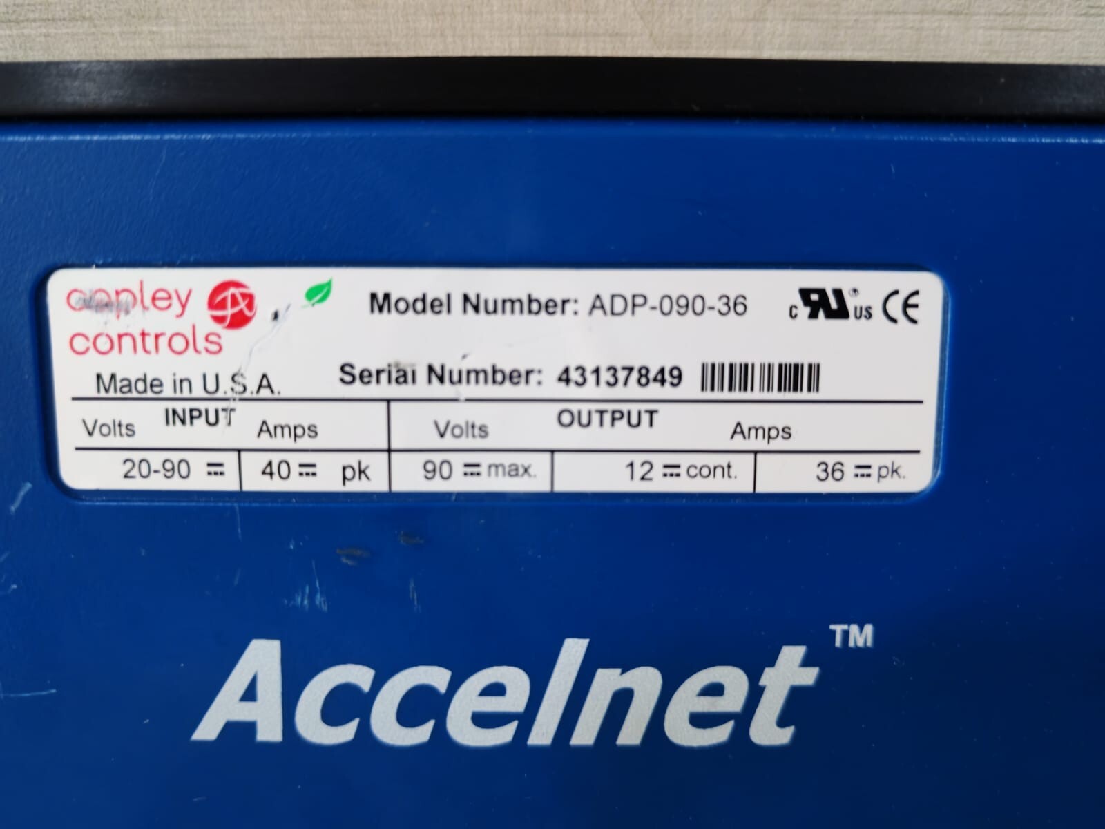COPLEY CONTROLS ADP-090-36 COPLEY CONTROLS ADP-090-36 ACCELNET SERVO DRIVE 2