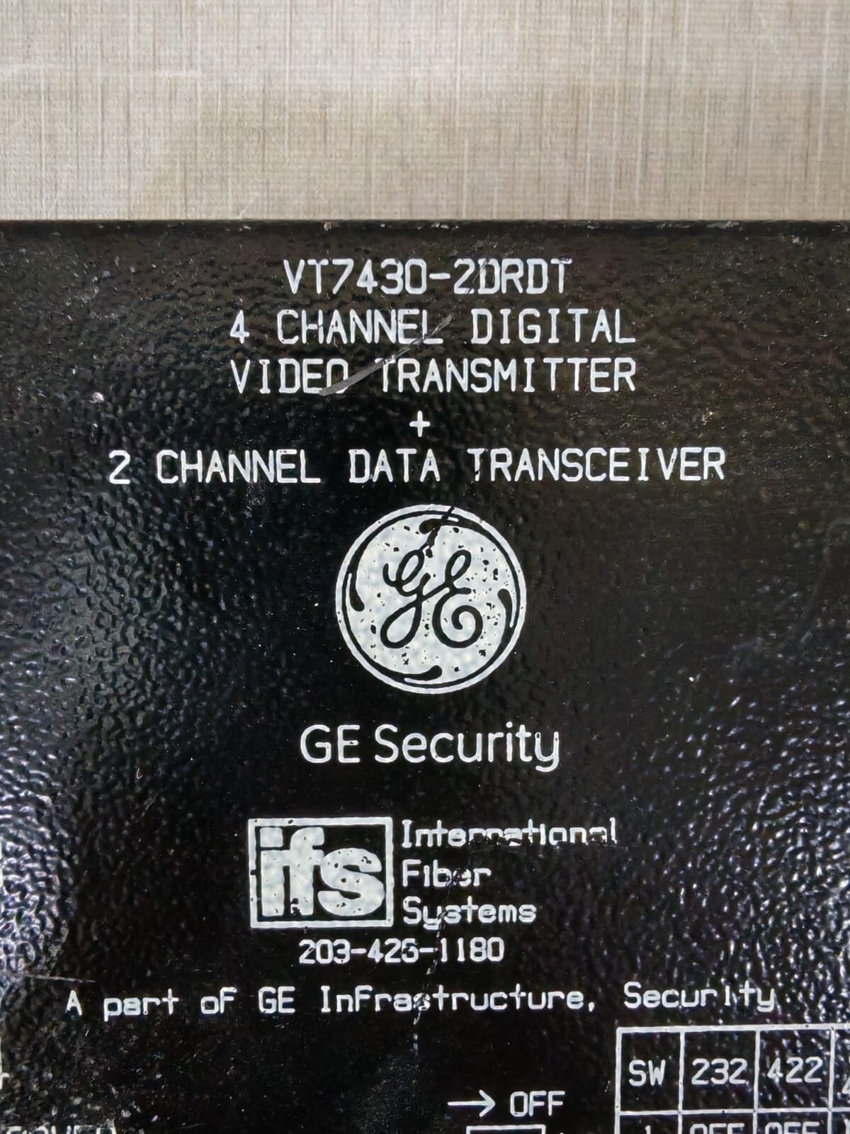 GE Security/IFS VT7430-2DRDT GE Security/IFS VT7430-2DRDT 4CH Digital Video Transmitter & 2CH Data Tranceiver 3