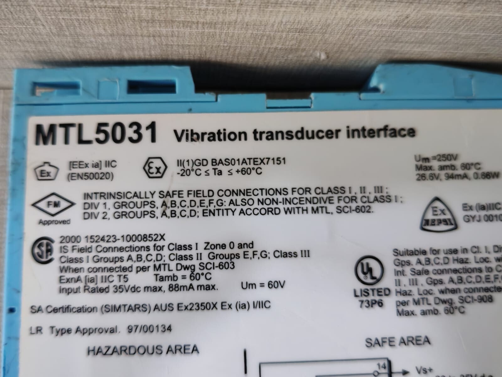 MTL MTL5031 MTL5031 VIBRATION TRANSDUCER INTERFACE 2