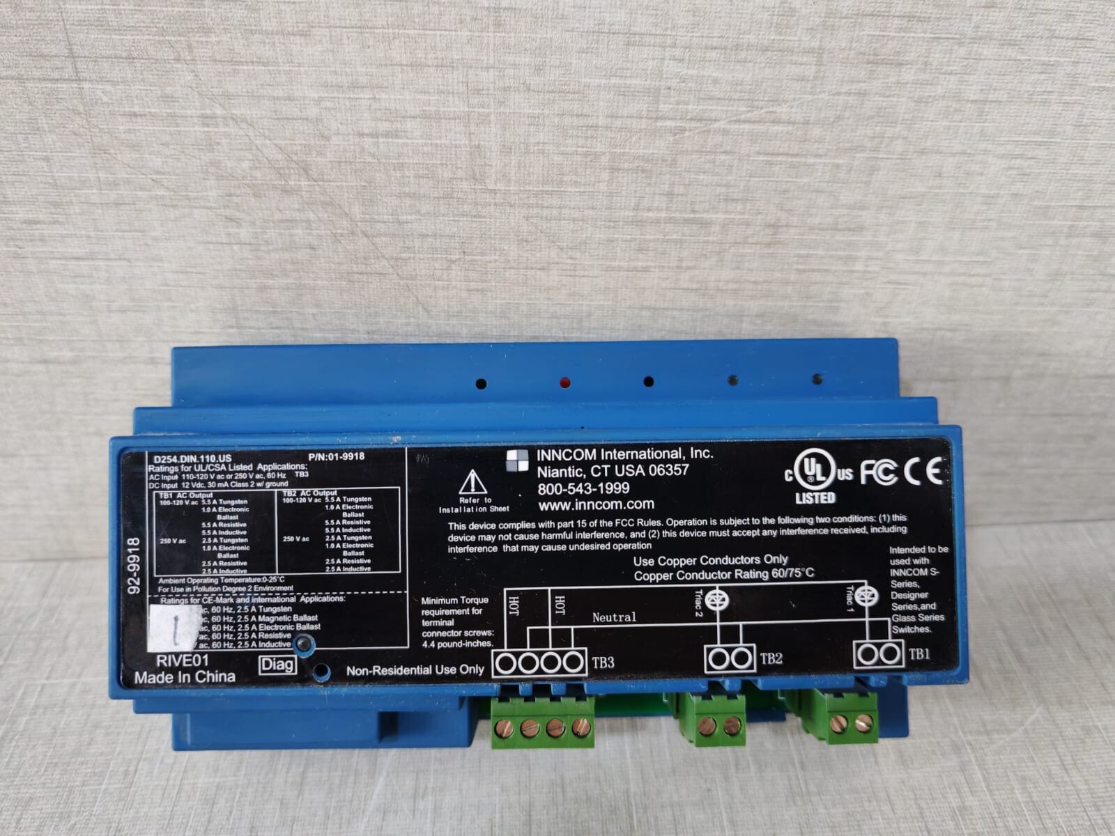 Honeywell 01-9918 WITH 02-9922 HONEYWELL D254.DIN.110.US RAIL LAMP DIMMER P/N: 01-9918 WITH 02-9922 REV.C BOARD 2