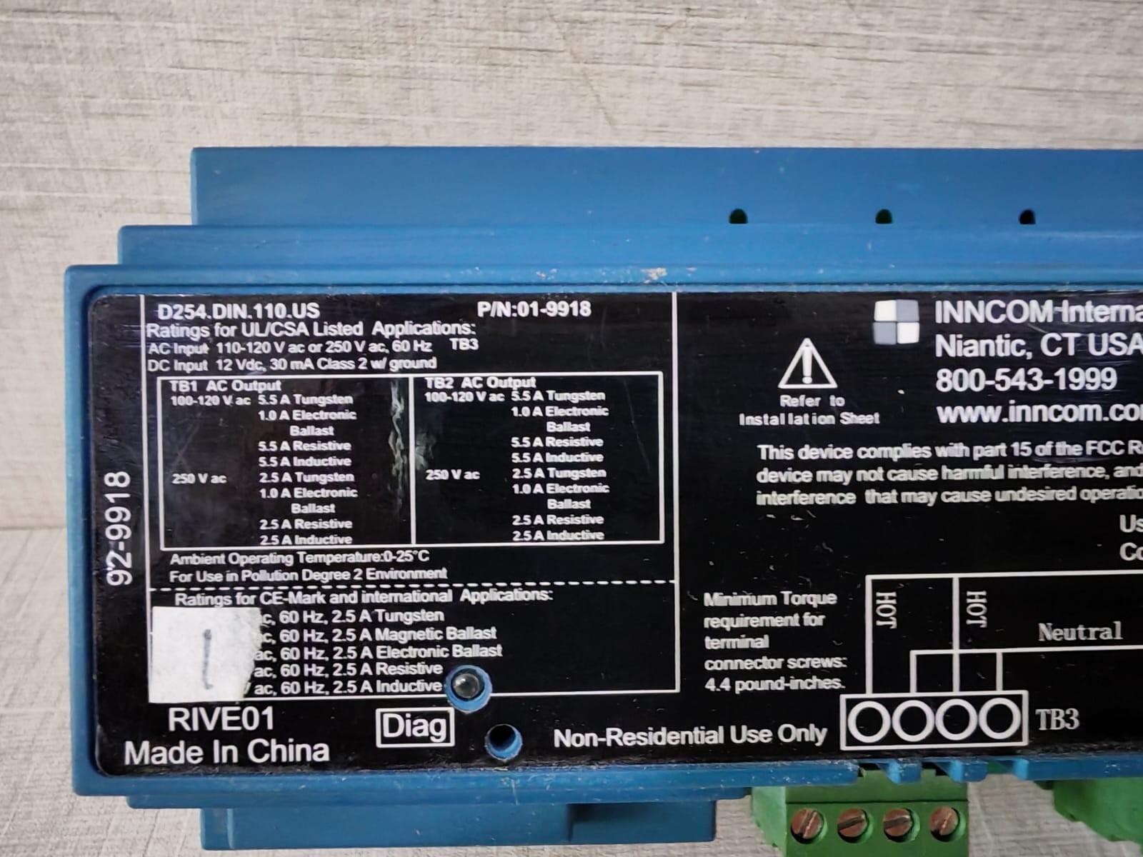 Honeywell 01-9918 WITH 02-9922 HONEYWELL D254.DIN.110.US RAIL LAMP DIMMER P/N: 01-9918 WITH 02-9922 REV.C BOARD 3
