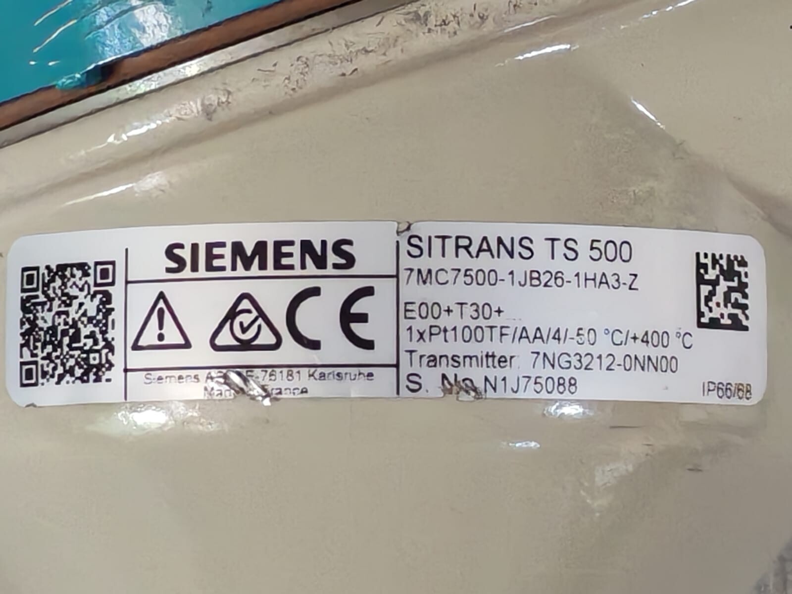 Siemens TS-500 Siemens Sitrans TS 500 7MC7500-1JB26-1HA3-Z TEMPERATURE SENSOR 2