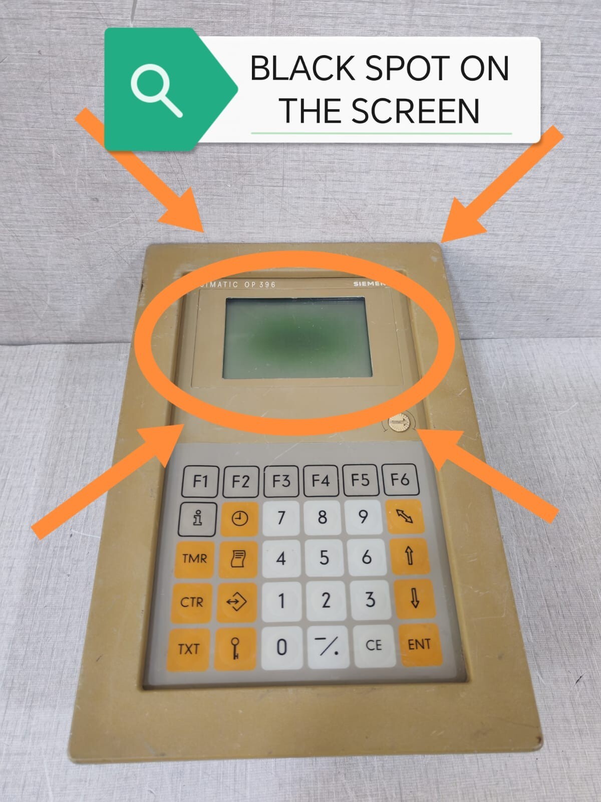 Siemens 6ES5396-0UA11 SIEMENS SIMATIC OP 396 OPERATOR PANEL 6ES5396-0UA11- W/ BLACK SPOT ON THE SCREEN 2