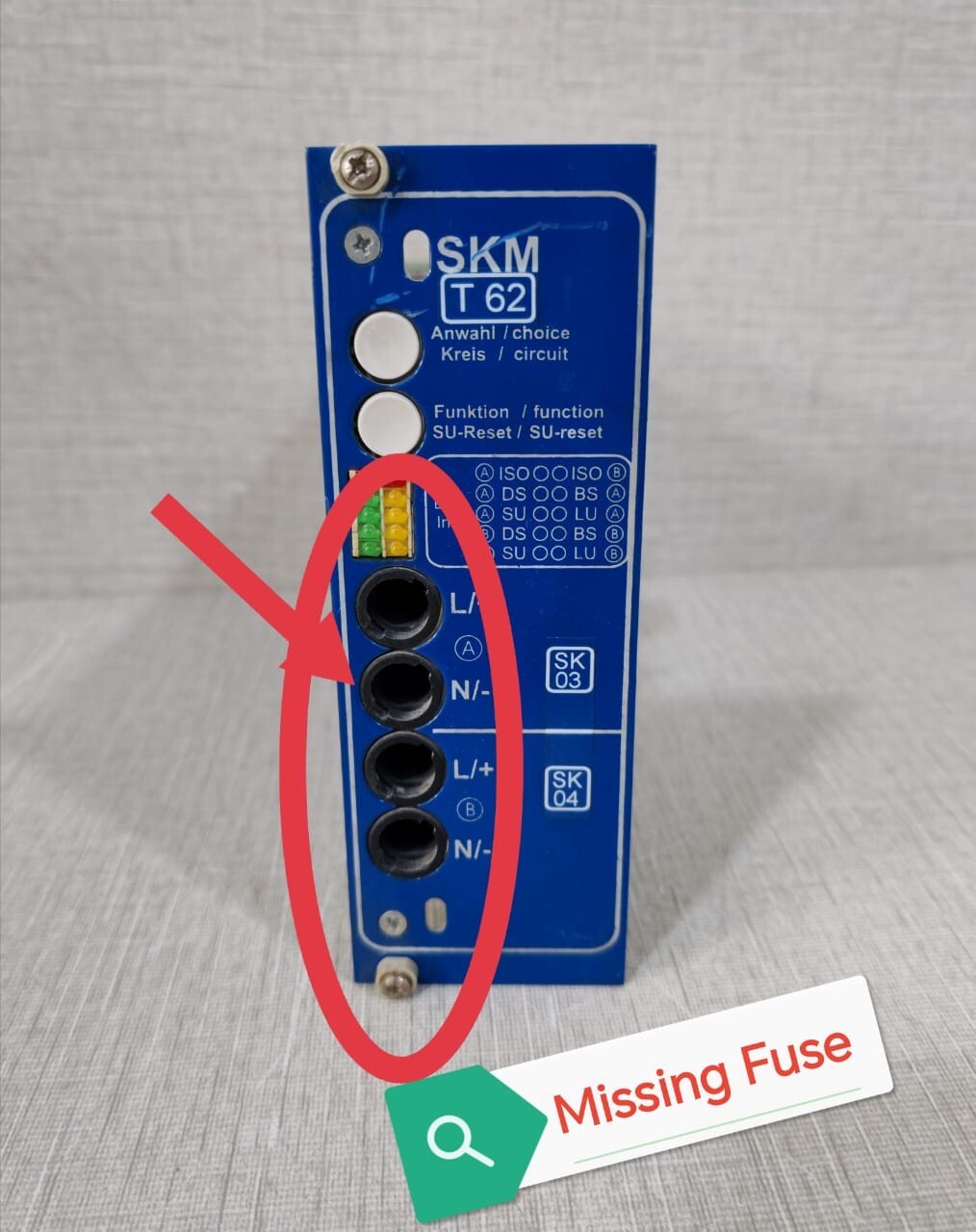 SKMT 62 SKM T62 | SKMT 62 PCB Card SKM16A - Misssing Fuse Holder 3