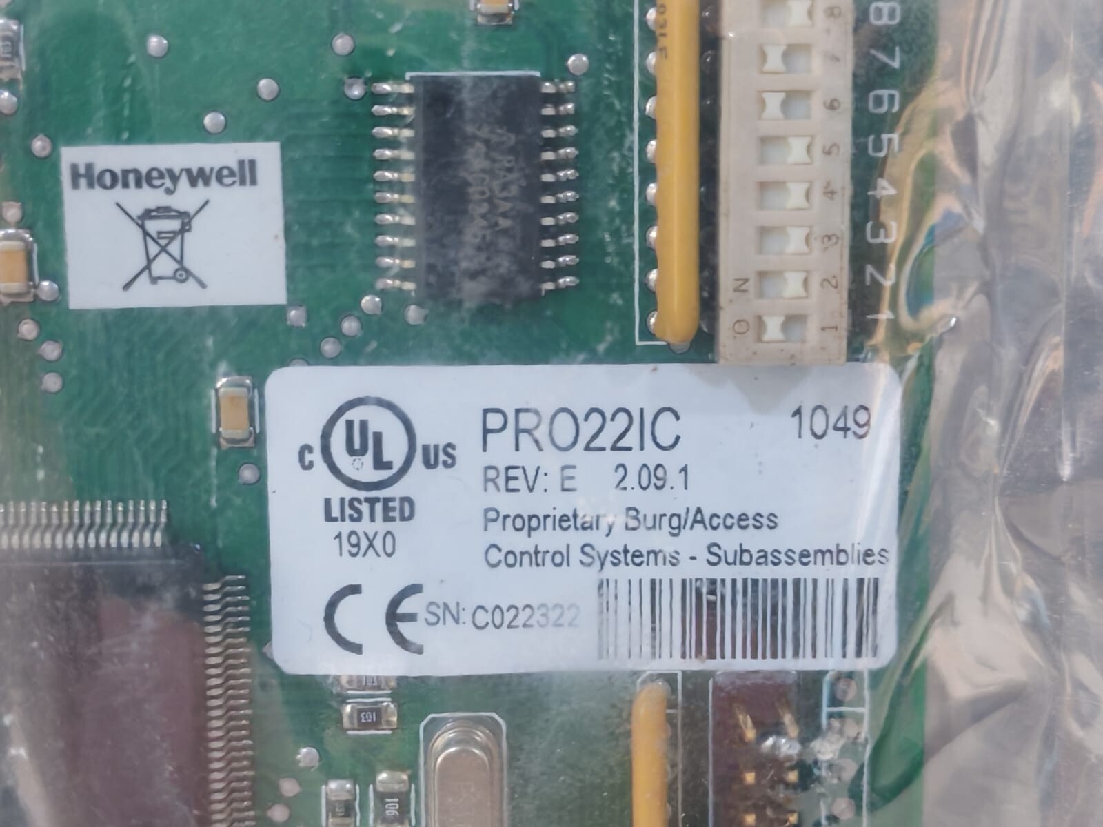 Honeywell PRO22IC HONEYWELL PRO22IC REV.E 2.09.1 INTELLIGENT CONTROLLER BOARD 2