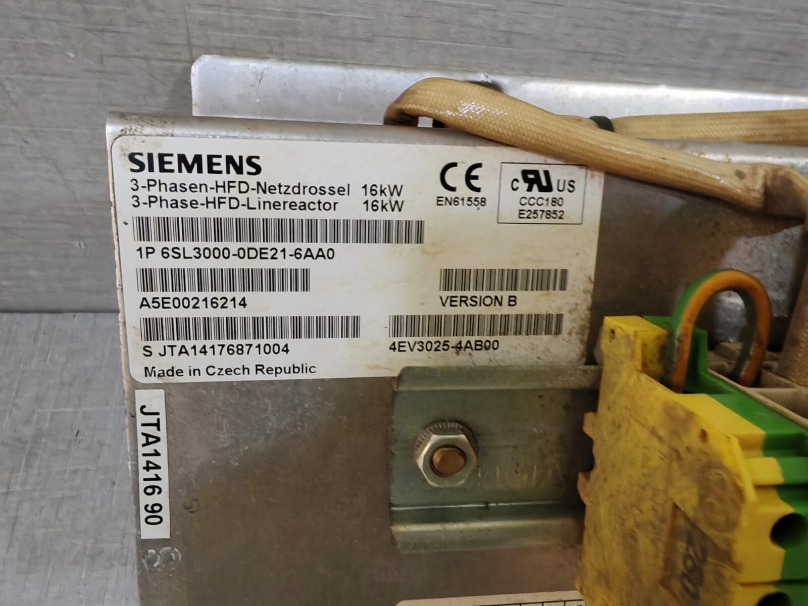 Siemens 6SL 3000-0DE21-6AA0 SIEMENS 6SL 3000-0DE21-6AA0 Simodrive 3-Phase HFD Linereactor 3