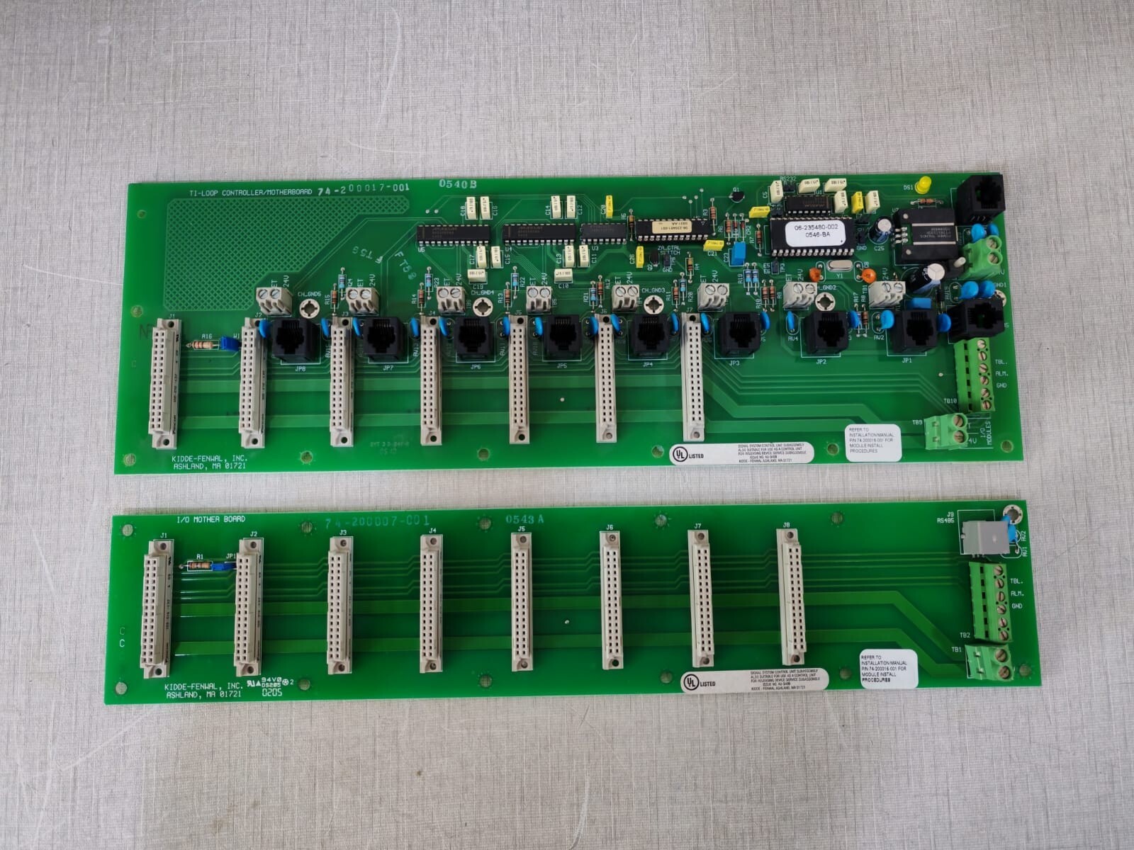Kidde Fenwal 74-200017-001 and 74-20007-001 Kidde Fenwal 74-200017-001 TI-LOOP Controller MotherBoard and 74-20007-001 Board 3
