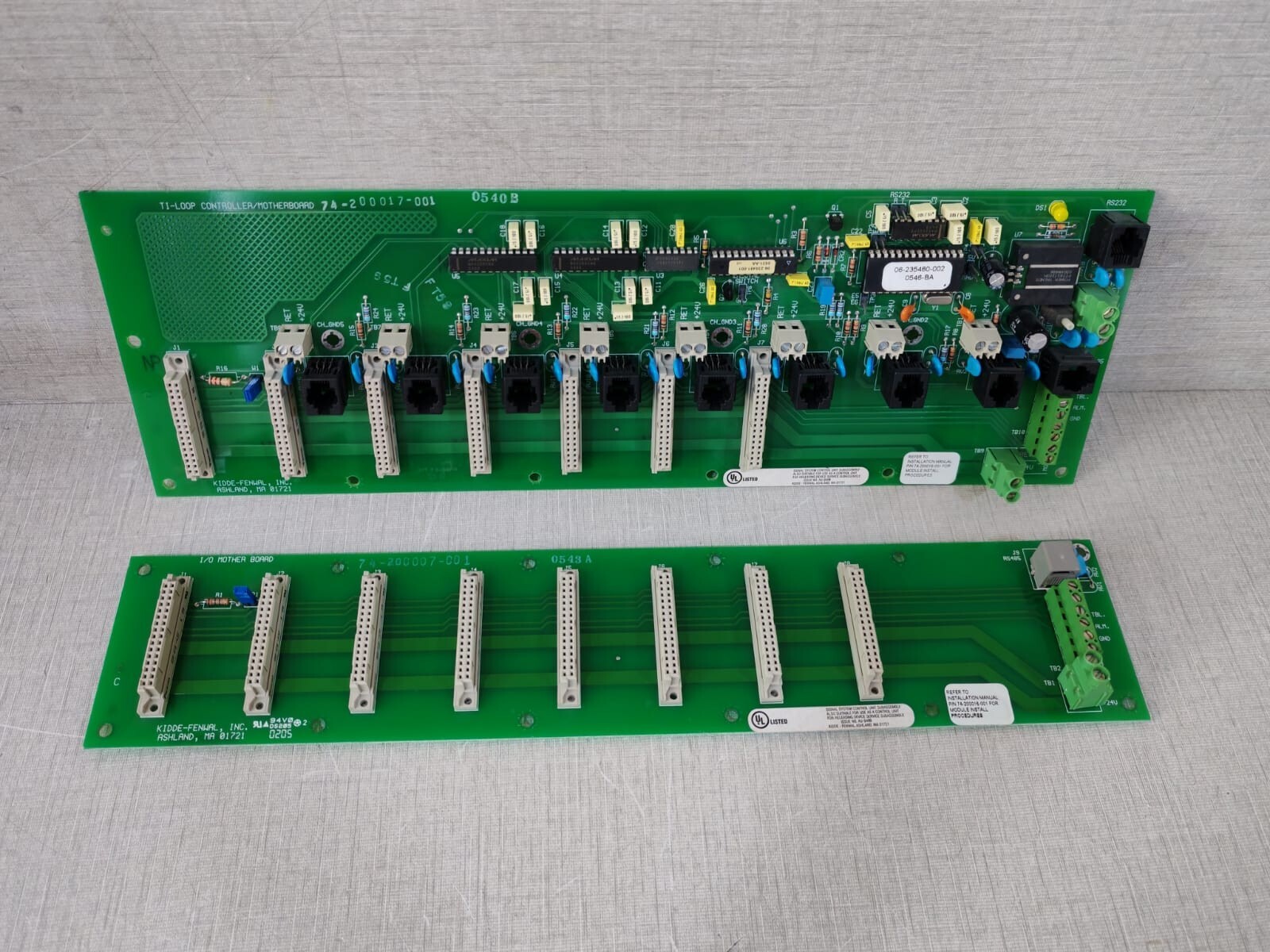 Kidde Fenwal 74-200017-001 TI-LOOP Controller MotherBoard and 74-20007-001 Board