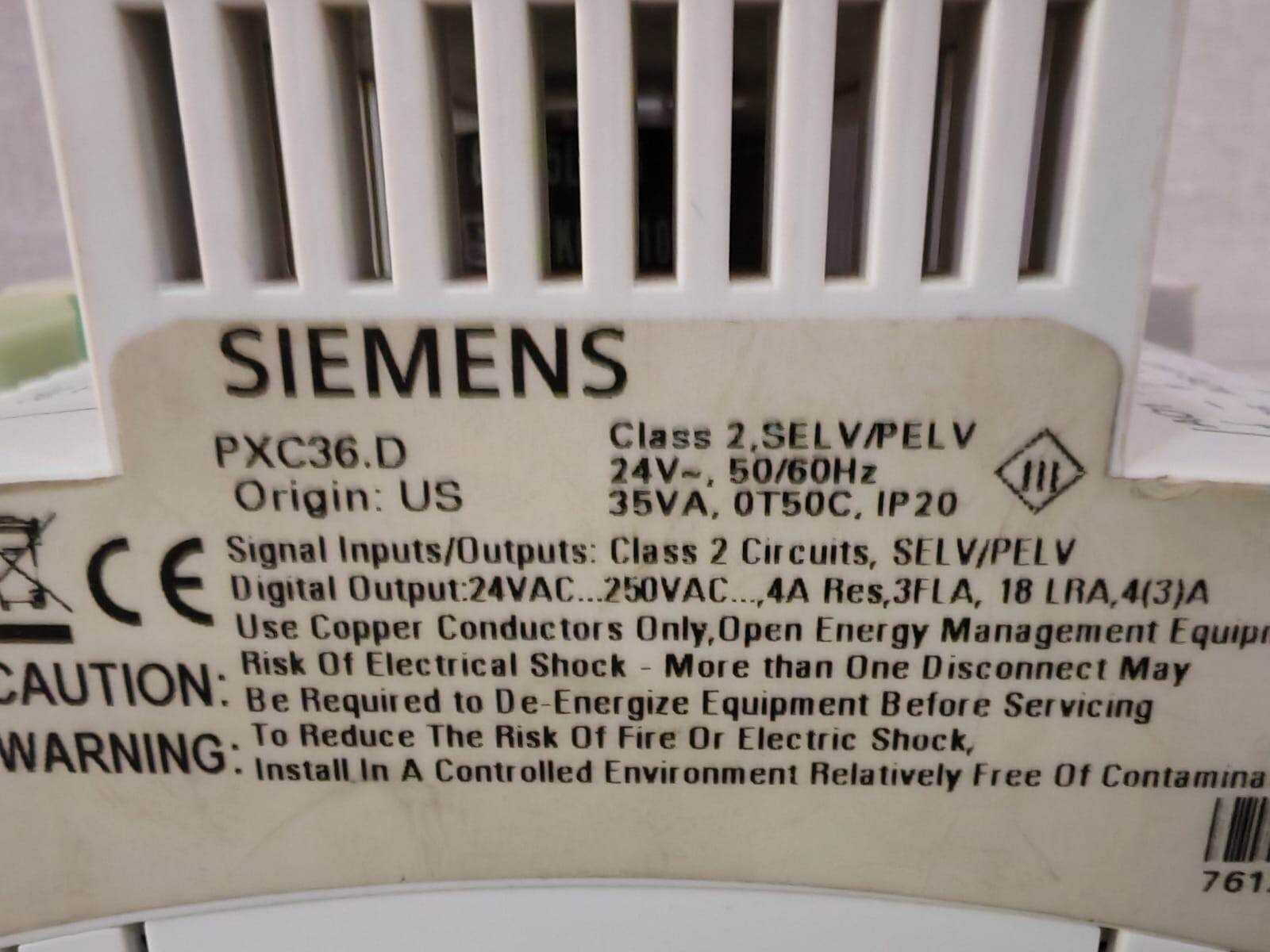 Siemens PXC36.D SIEMENS PXC36.D AUTOMATION STATION WITH 36 DATA POINTS AND BACNET ON LONTALK 4
