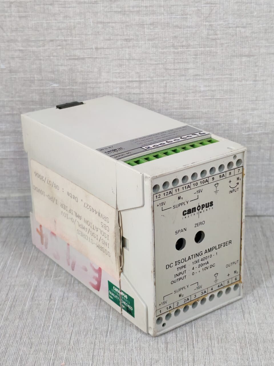 CANOPUS INSTRUMENTS 1IVI 42010-1 CANOPUS INSTRUMENTS 1IVI 42010-1 DC ISOLATING AMPLIFIER 10