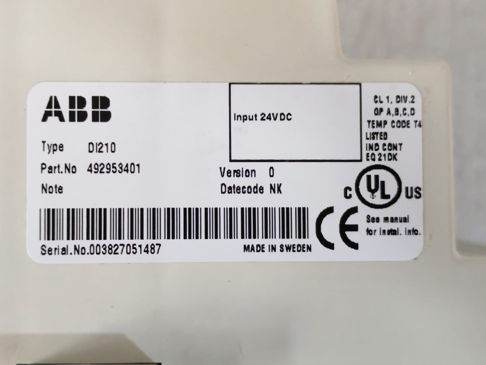 ABB 492953401 ABB DI210 Digital Input Module 492953401 2