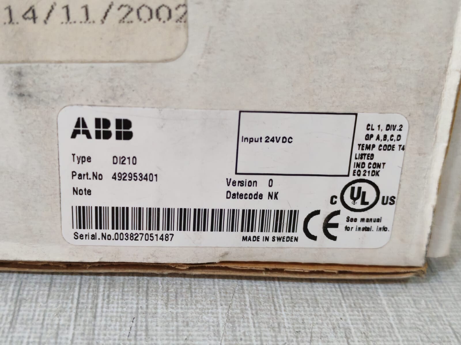 ABB 492953401 ABB DI210 Digital Input Module 492953401 9