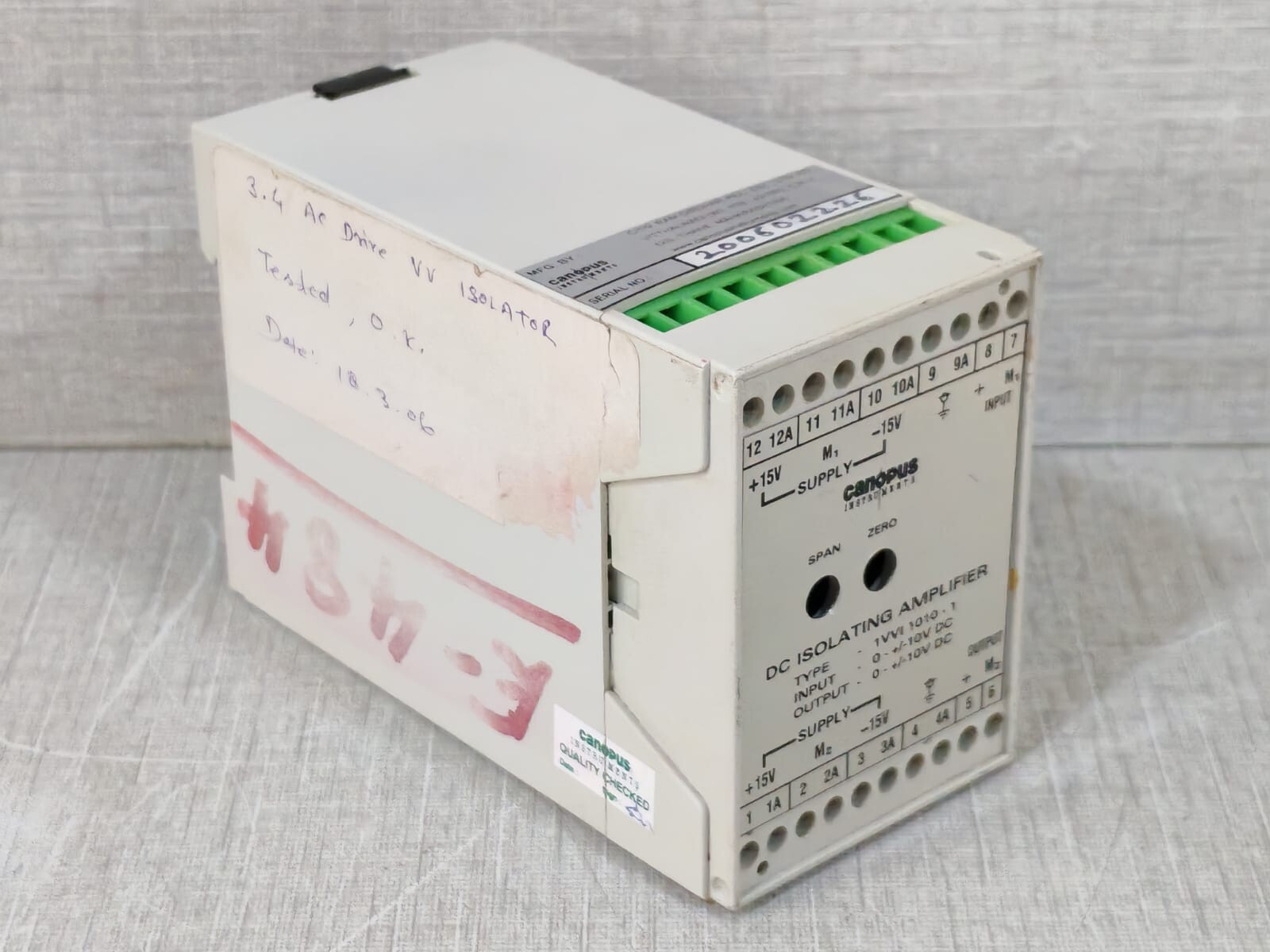 CANOPUS INSTRUMENTS 1VVI 1010-1 CANOPUS INSTRUMENTS 1VVI 1010-1 DC ISOLATING AMPLIFIER 9