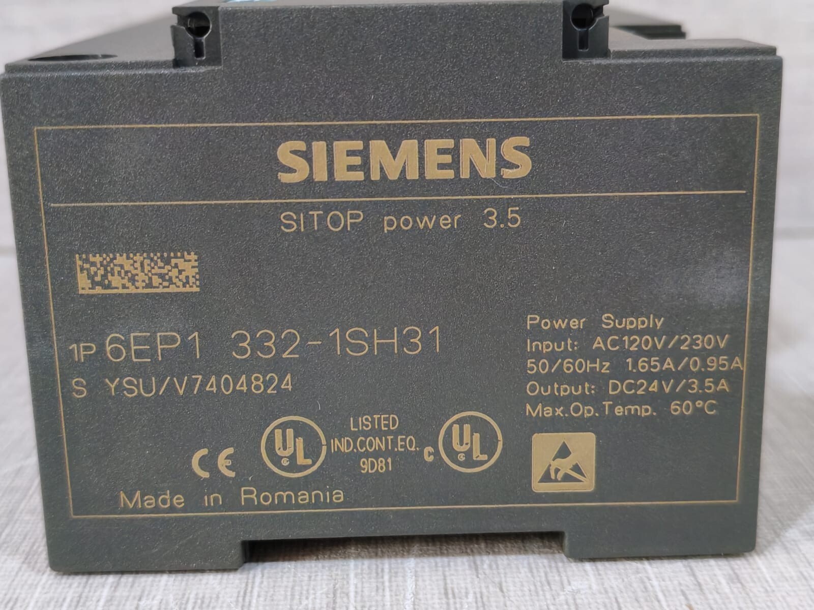 Siemens 6EP1332-1SH31 SIEMENS 6EP1332-1SH31 SITOP POWER 3.5 UNIVERSAL LINE STABILIZED POWER SUPPLY 4