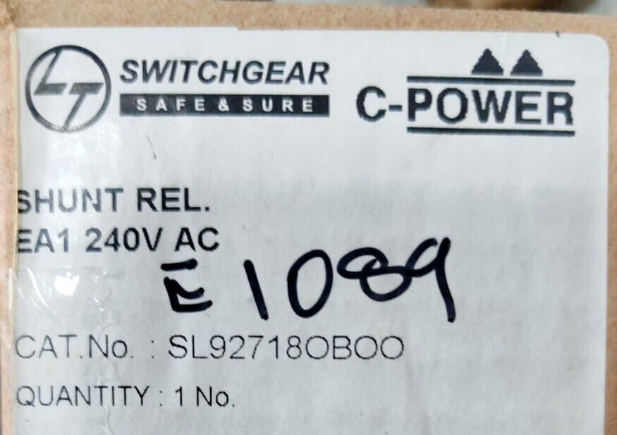 Larsen & Toubro SL92718OBOO PCS. Larsen & Toubro SL92718OBOO 240 VAC Type EA1 Shunt Release 6