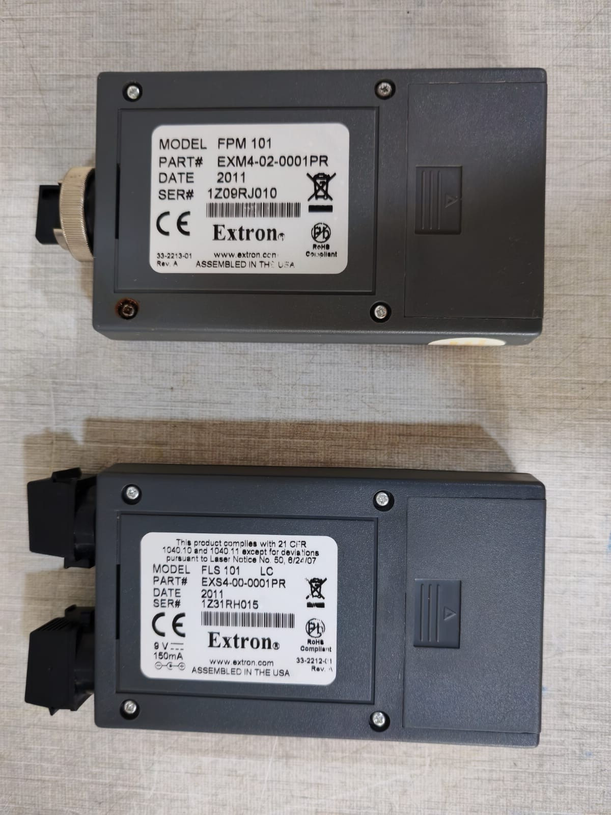 EXTRON EXS4-00-0001PR EXM4-02-0001PR EXTRON FLS 101 Fiber Light Source AND FPM 101 Fiber Power Meter 4
