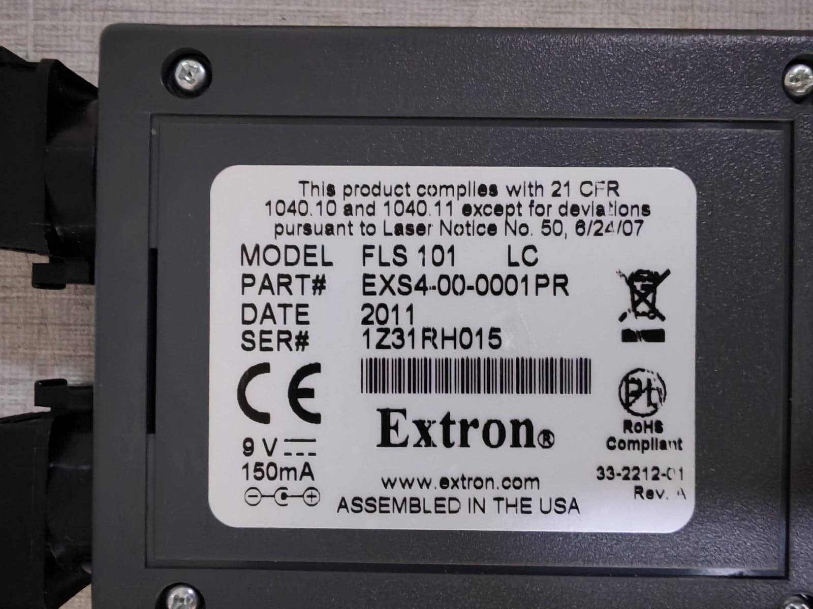 EXTRON EXS4-00-0001PR EXM4-02-0001PR EXTRON FLS 101 Fiber Light Source AND FPM 101 Fiber Power Meter 5