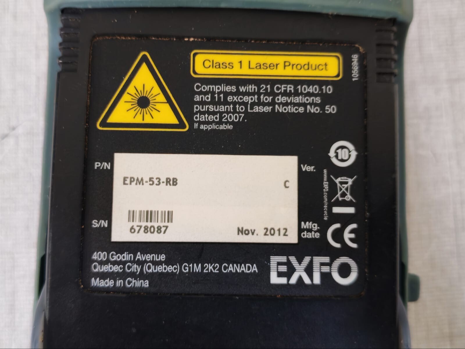 EXFO EPM-53-RB EXFO EPM-50 Fiber Basix Power Meter P/n: EPM-53-RB 9