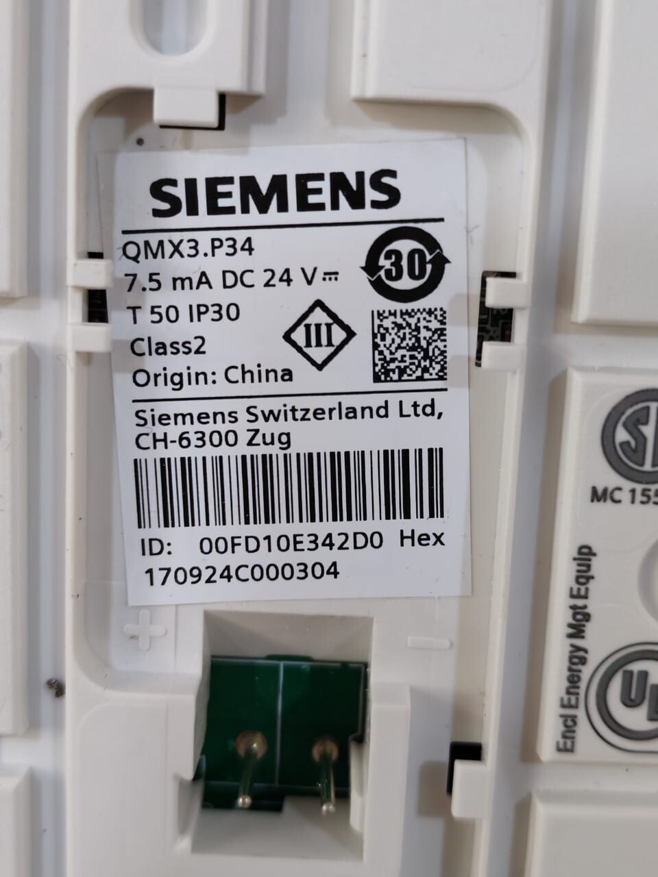 Siemens QMX3.P34 Siemens QMX3.P34 Room Operator Unit - Without Cover 2