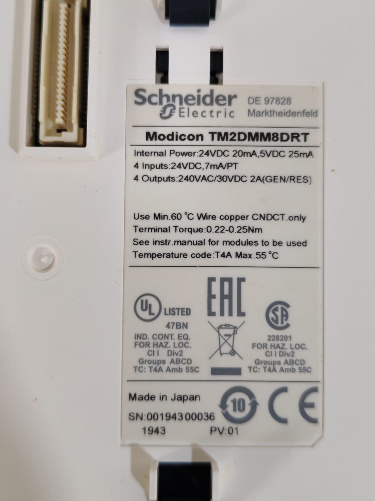 Schneider Electric TM2DMM8DRT Schneider Electric Modicon TM2DMM8DRT PLC Expansion Module 5
