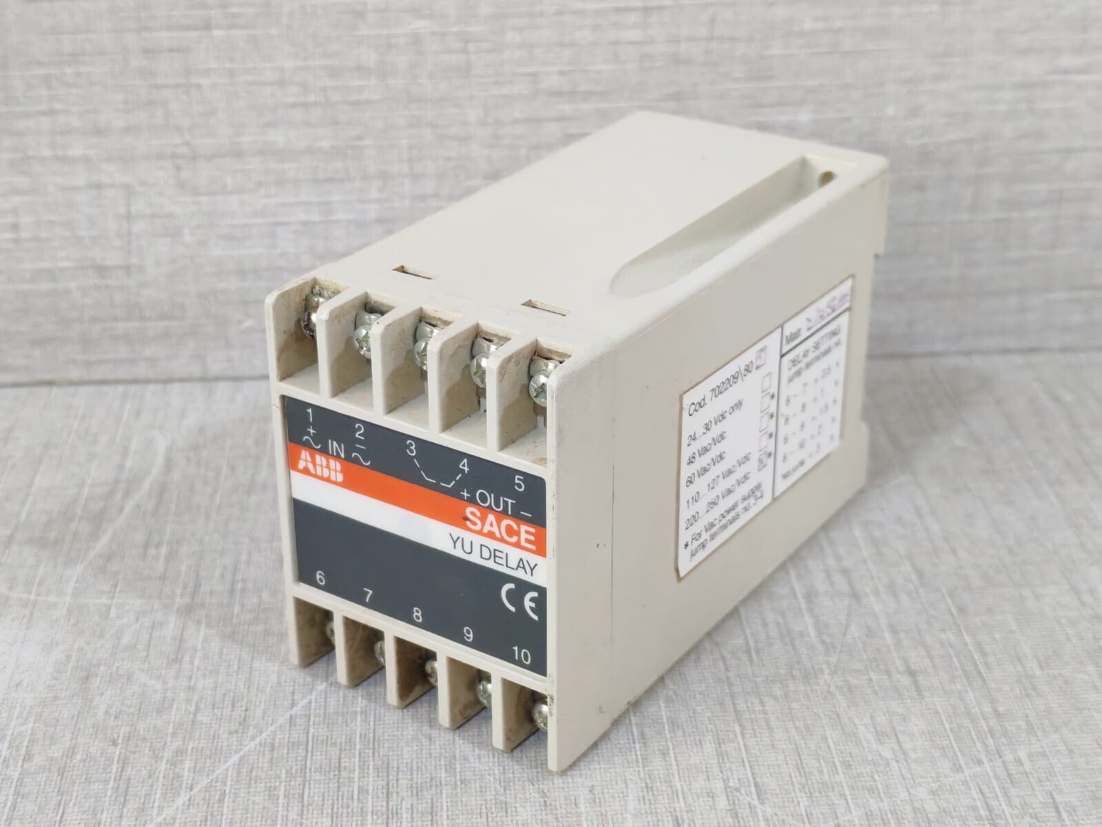 ABB 702209/80-5 ABB SACE YU DELAY 702209/80-5 TIME DELAY RELAY 10